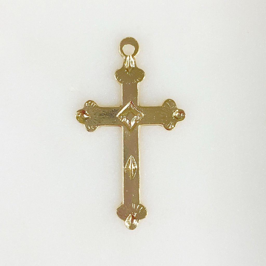 Sterling Silver or 14K Gold Filled Detailed Cross Charm Pendant Religious