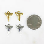 Pewter Mini Shark Tooth Antique Gold or Antique Silver Ocean (2pc)