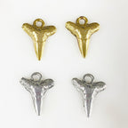 Pewter Mini Shark Tooth Antique Gold or Antique Silver Ocean (2pc)