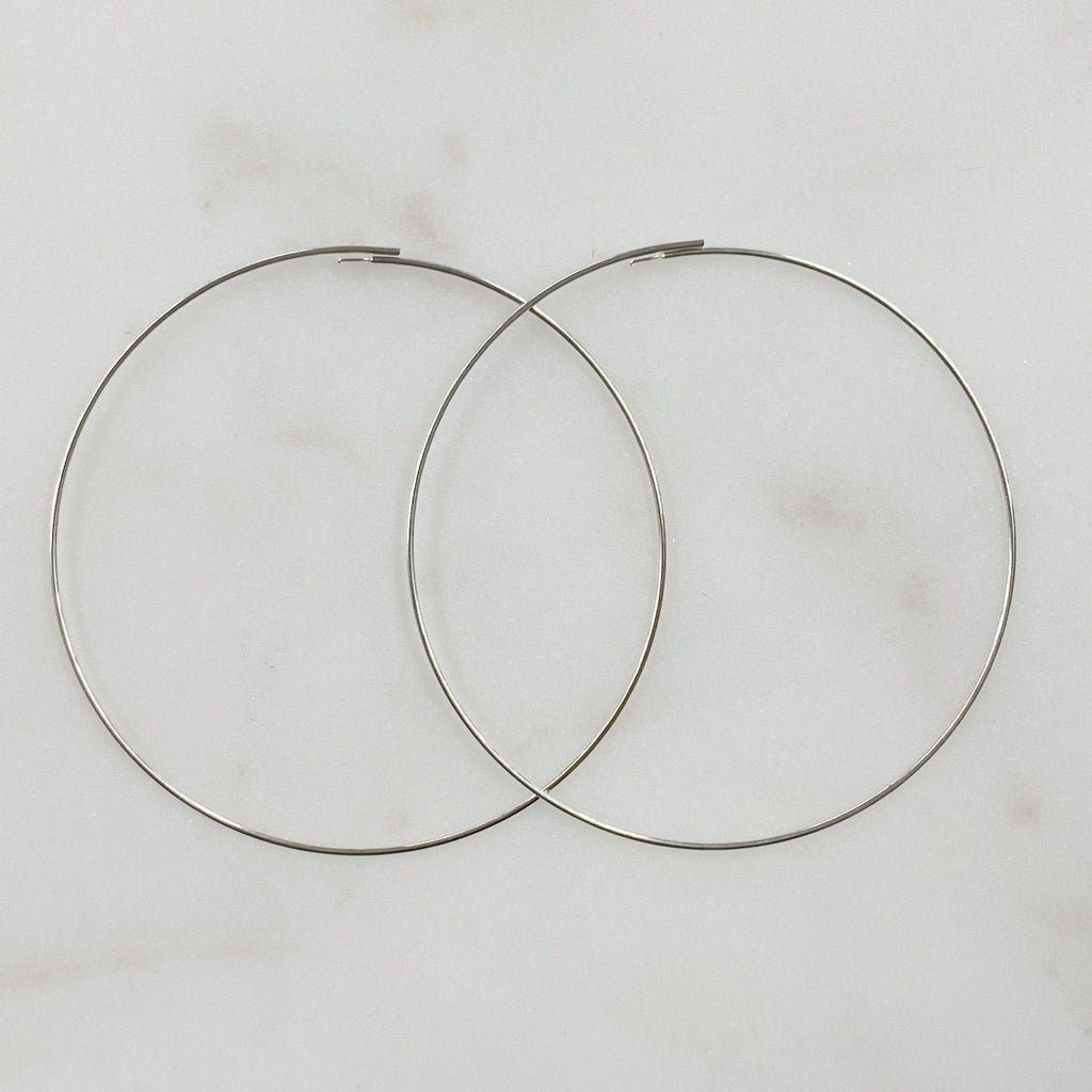 Sterling Silver Beading Hoop Earring Wire 50mm Earring Wires Earring (2pc)