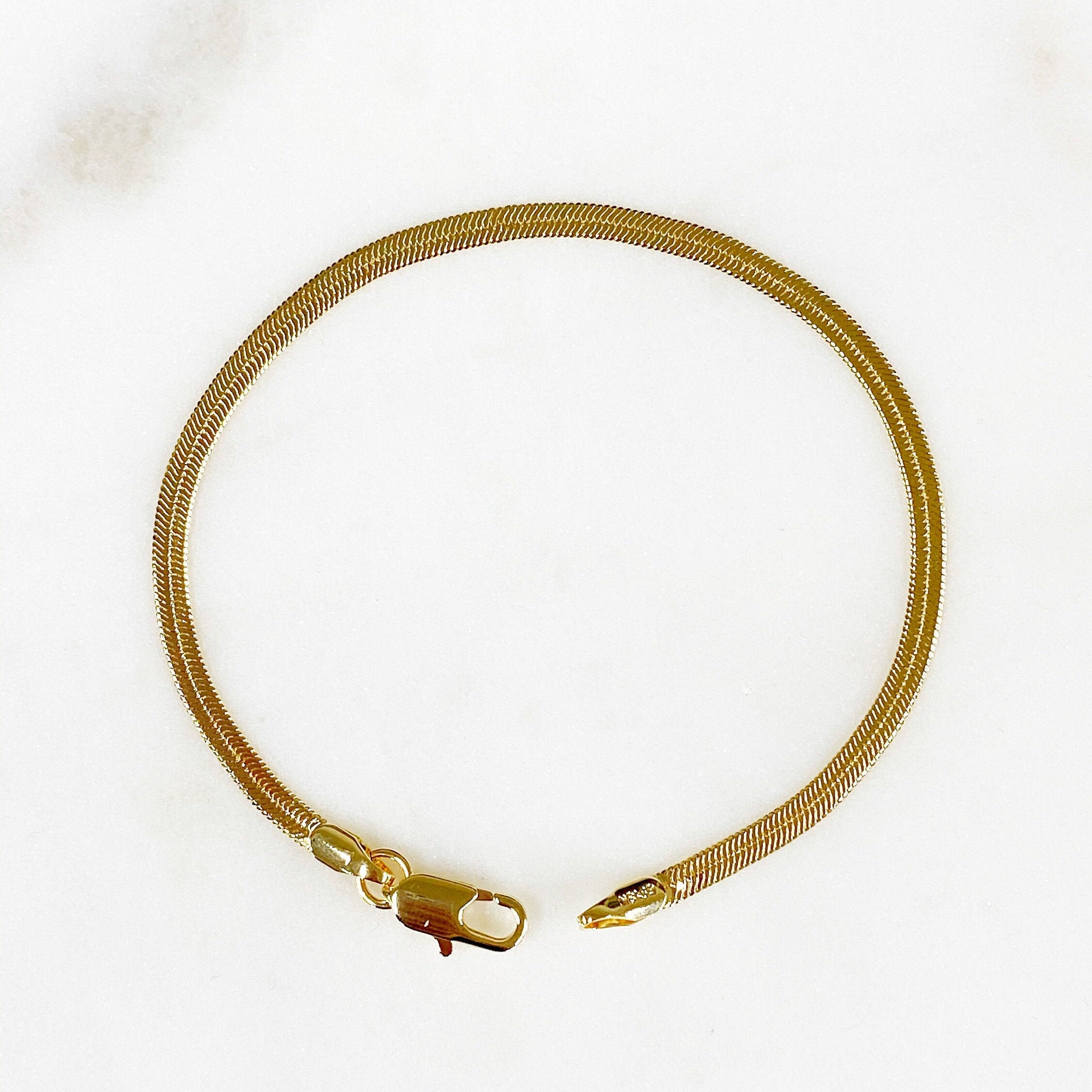 18K Gold Filled Ready to Wear 18Kt 3mm Herringbone Bracelet