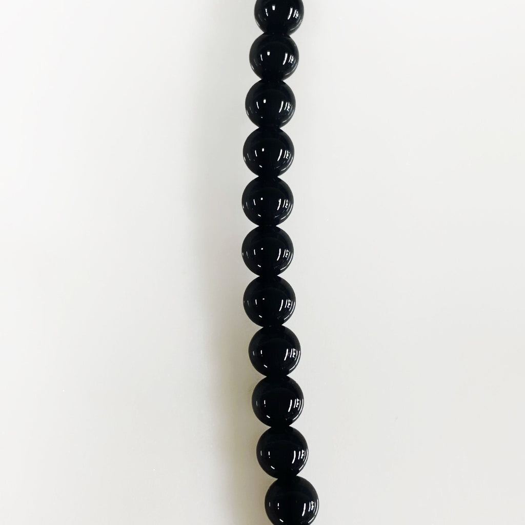 Shiny Black Onyx Natural Stone Beaded 15.5in Strand 4mm