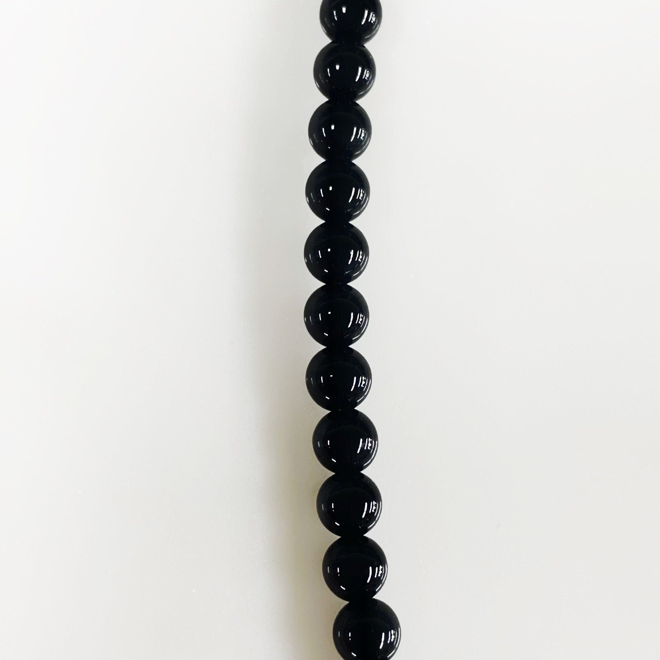 Shiny Black Onyx Natural Stone Beaded 15.5in Strand 4mm