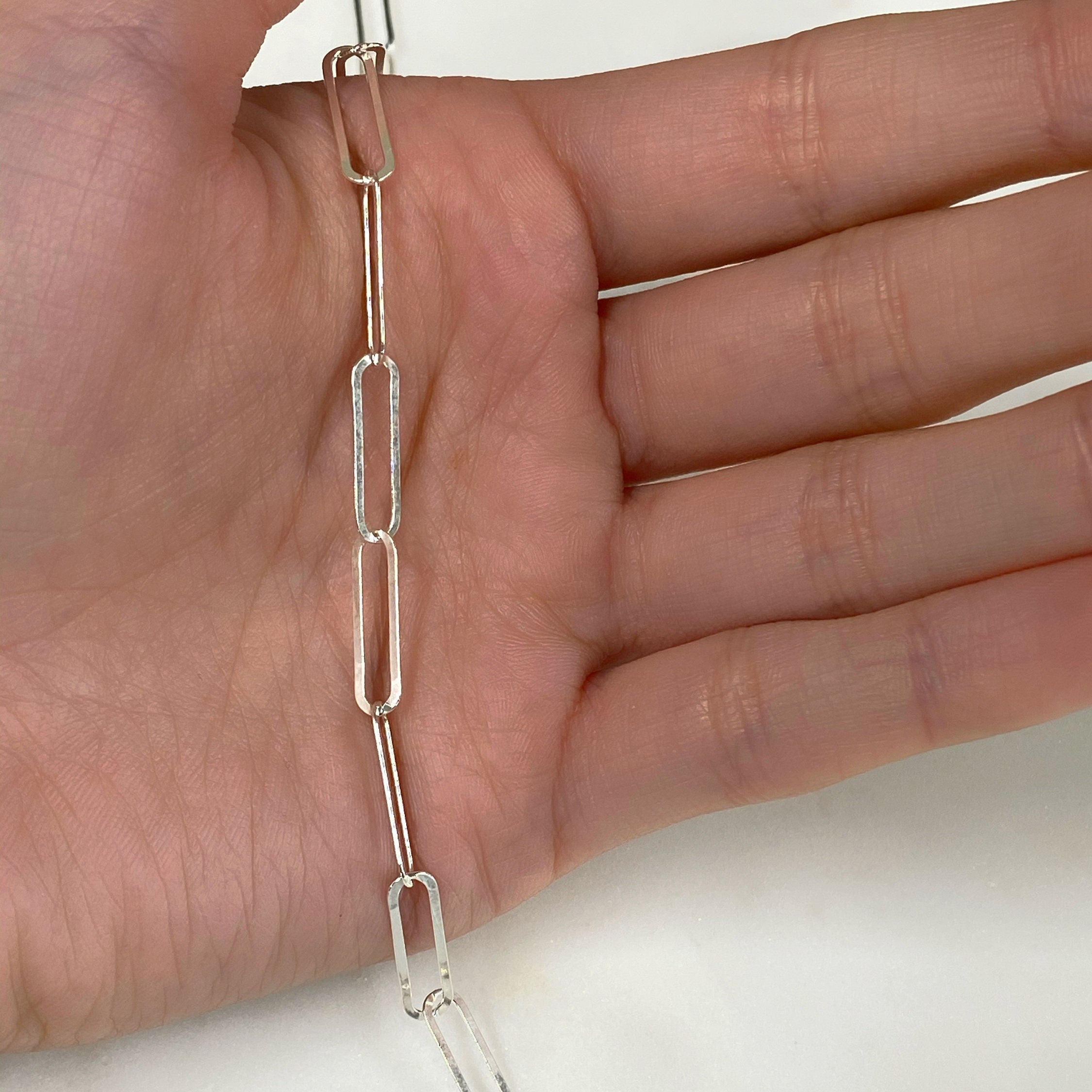 Sterling Silver 15mm x 4mm Thin Elongated Flat Drawn – Sold by the Foot
