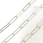 Sterling Silver 15mm x 4mm Thin Elongated Flat Drawn – Sold by the Foot