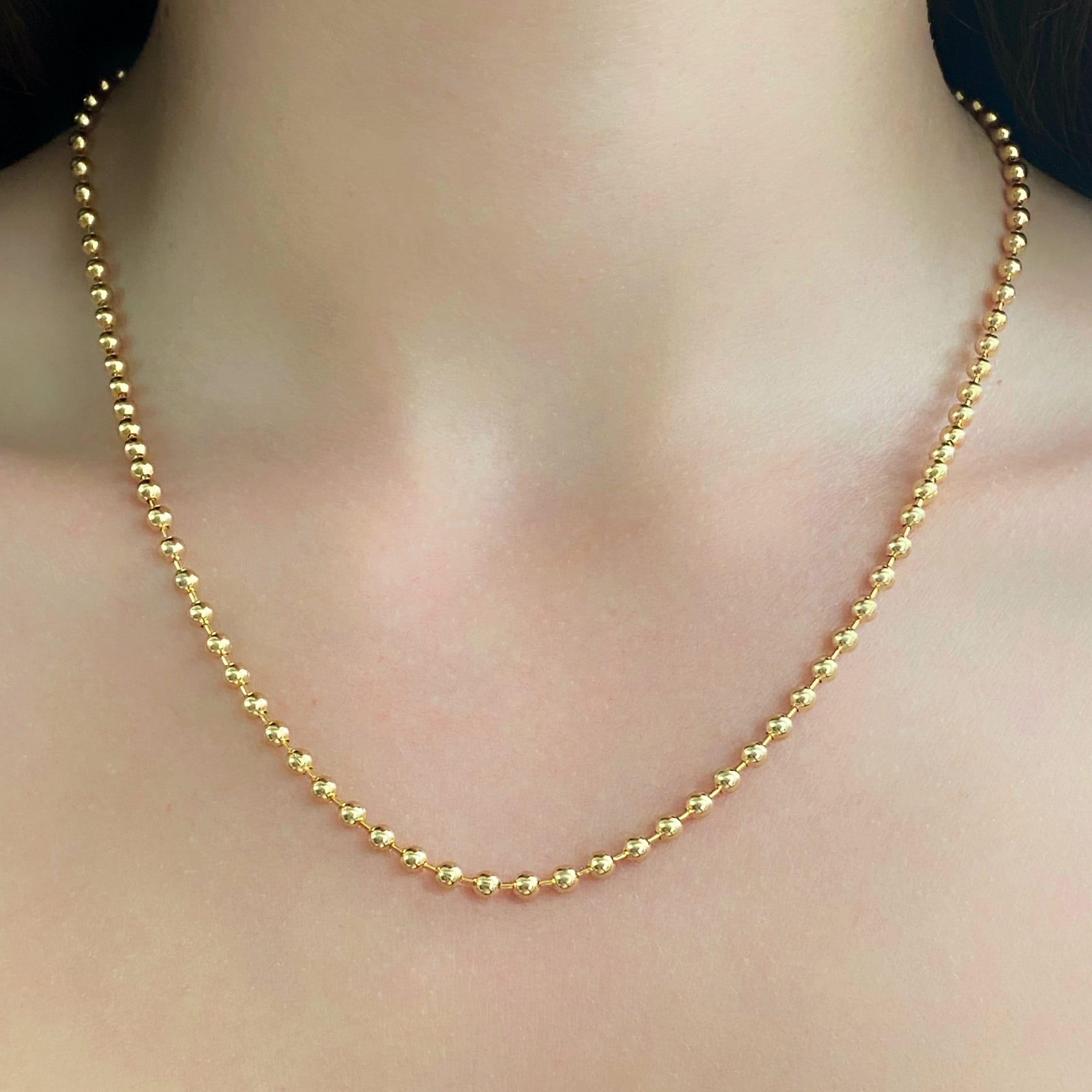 Gold Plated Ready to Wear 16K 3.2mm Ball Chain Necklace