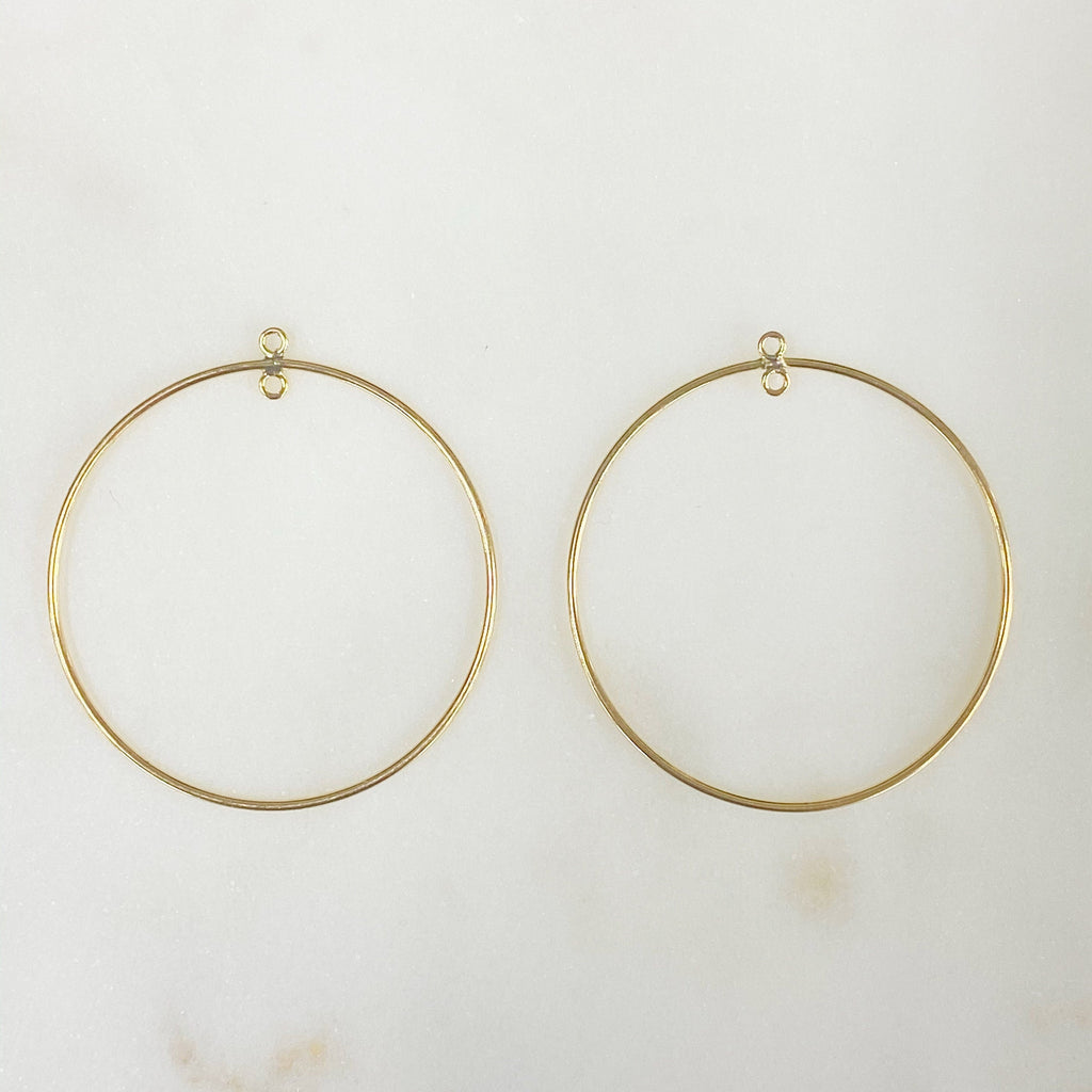 14K Gold Filled Circle Round 38mm Chandelier Finding with Inside Ring (2pc)