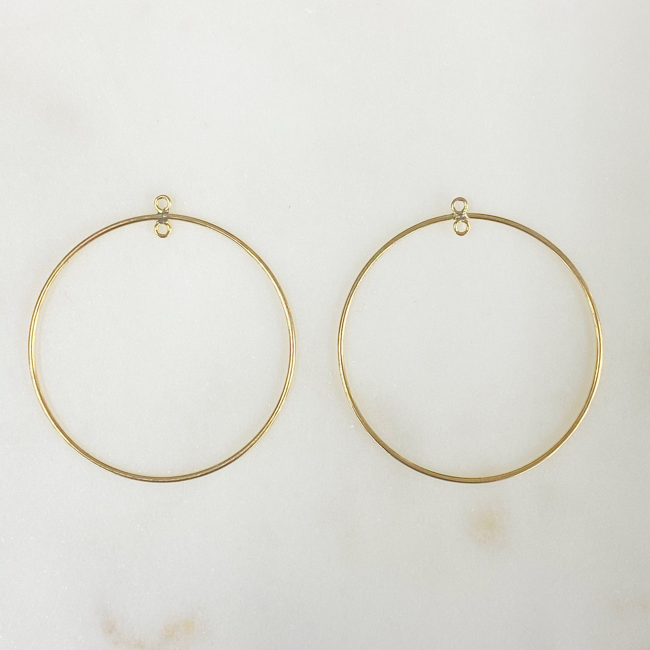 14K Gold Filled Circle Round 38mm Chandelier Finding with Inside Ring (2pc)