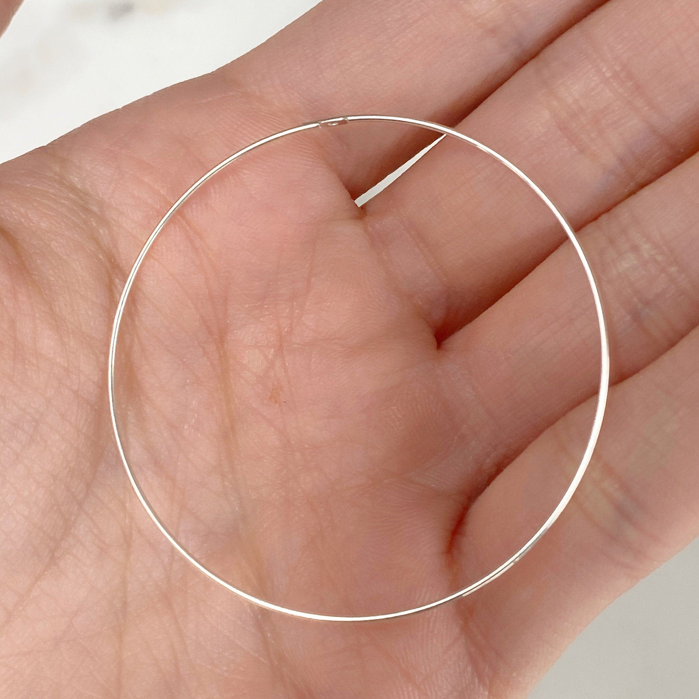 Sterling Silver Beading Hoop Earring Wire 45mm Earring Wires Earring (2pc)