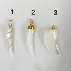 Gold Plated Mother of Pearl Tusk Pendant Charm Choose Your Style