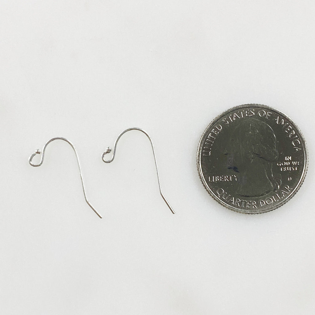 20mmx12mm Sterling Silver Ball End Earring Wire Fish Hook Wire (2pc)