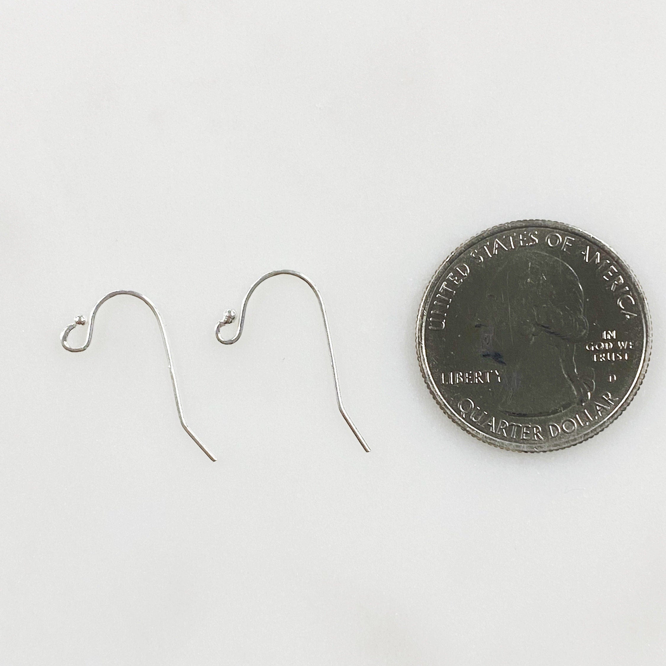 20mmx12mm Sterling Silver Ball End Earring Wire Fish Hook Wire (2pc)