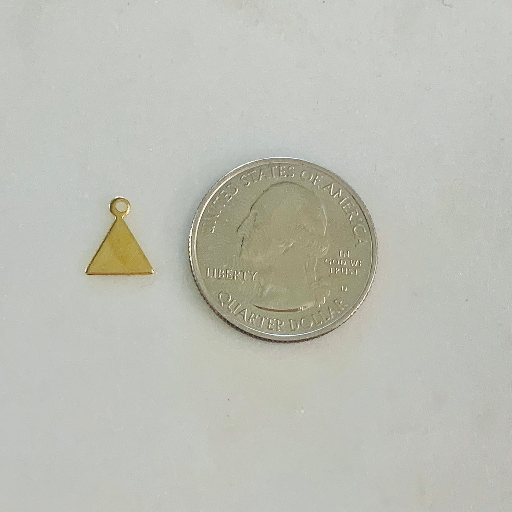 Base Metal Small Triangle Tag Stamping Tag Charm 9mm x 5mm Shiny (10pc)