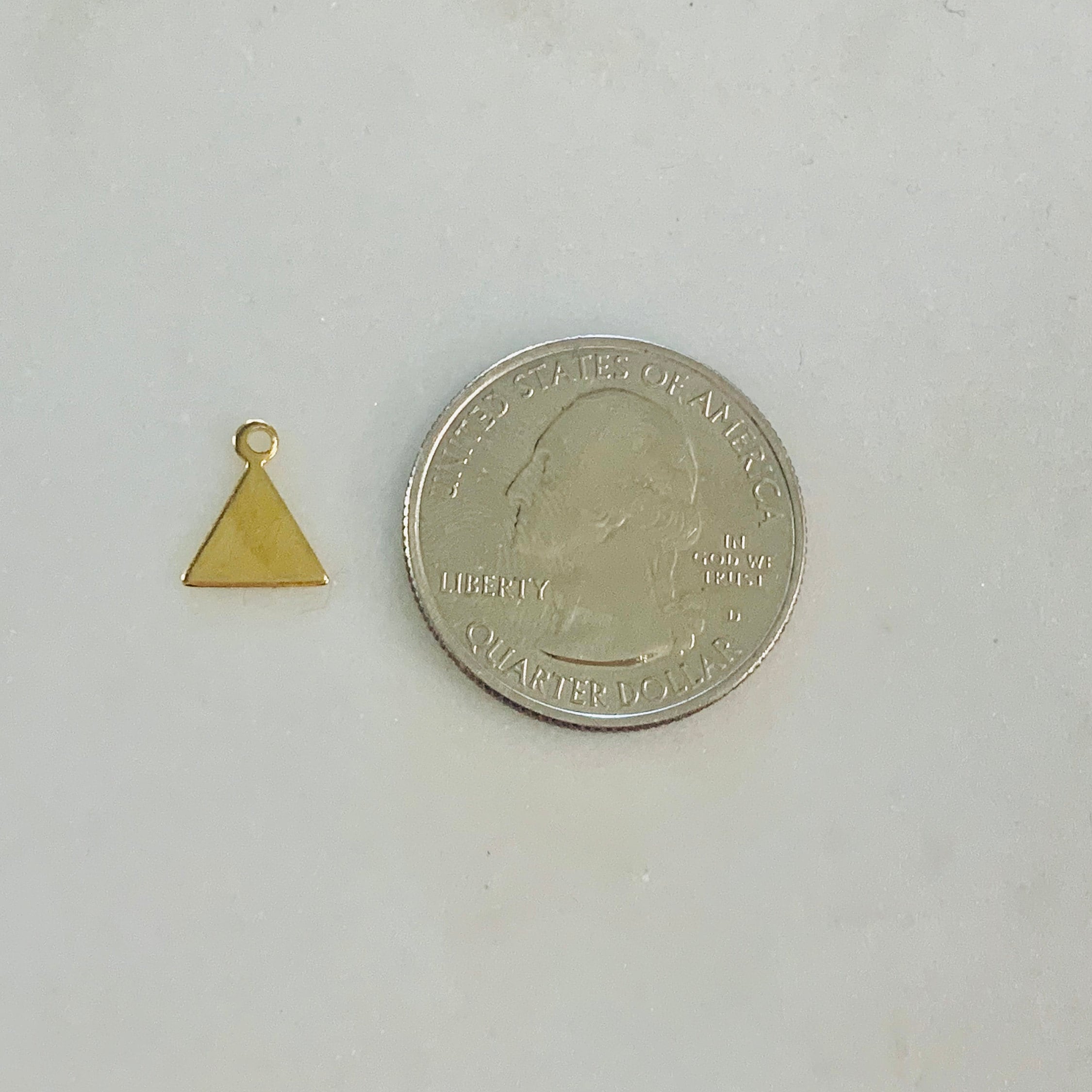 Base Metal Small Triangle Tag Stamping Tag Charm 9mm x 5mm Shiny (10pc)