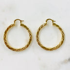 18K Gold Filled 40mm Roped Hoops (2pc)