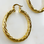 18K Gold Filled 40mm Roped Hoops (2pc)