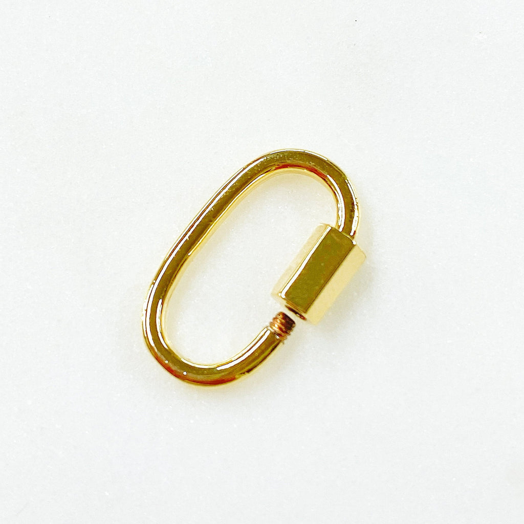 15mmx10mm Gold Plated Rounded Simple Carabiner Screw Clasp Necklace Connector