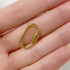 15mmx10mm Gold Plated Rounded Simple Carabiner Screw Clasp Necklace Connector