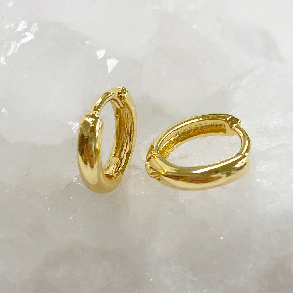 2mmx9mm 18K Gold Filled Small Snap Hoop Earrings Mini Gold Hoops (2pc)