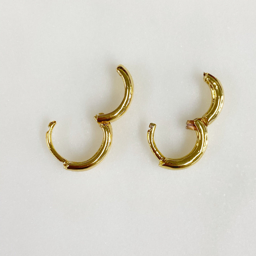 2mmx9mm 18K Gold Filled Small Snap Hoop Earrings Mini Gold Hoops (2pc)