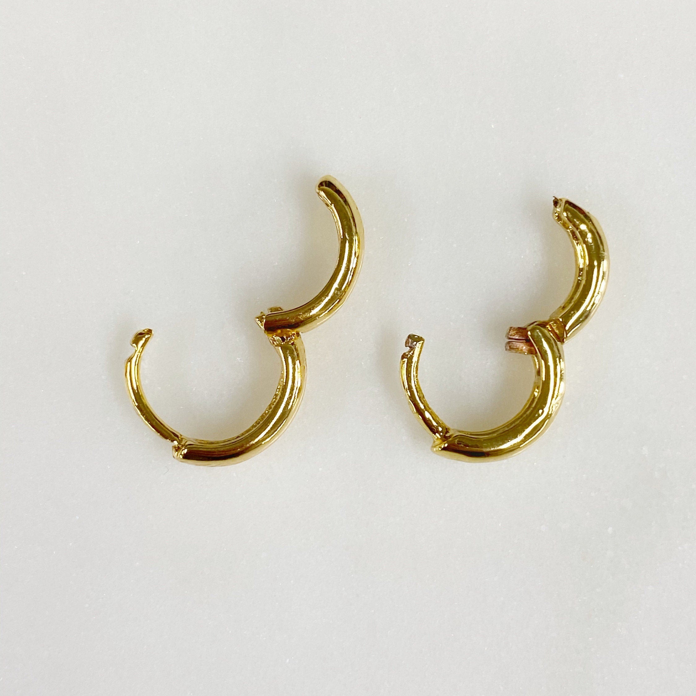 2mmx9mm 18K Gold Filled Small Snap Hoop Earrings Mini Gold Hoops (2pc)
