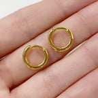 2mmx9mm 18K Gold Filled Small Snap Hoop Earrings Mini Gold Hoops (2pc)
