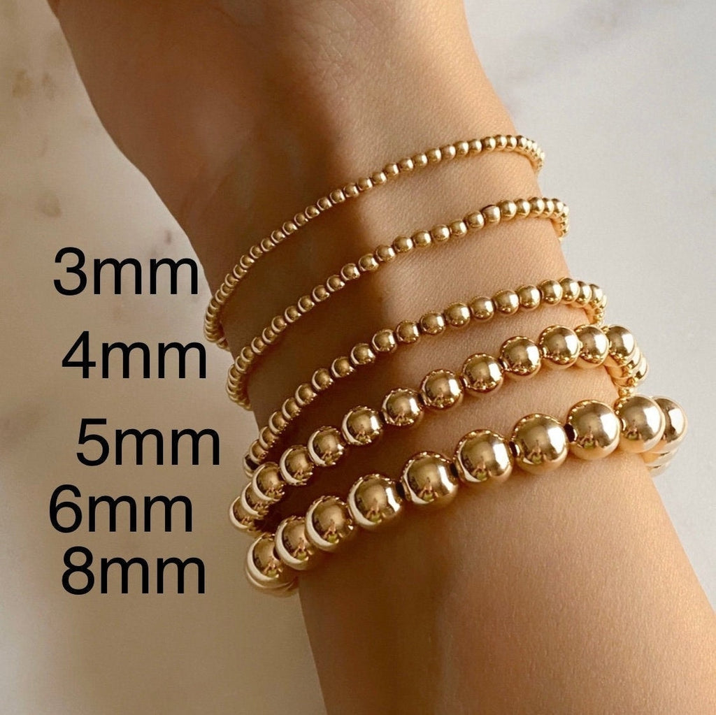 Gold Filled Ready to Wear Beaded Ball Bracelets in 3MM 4MM 5MM 6MM