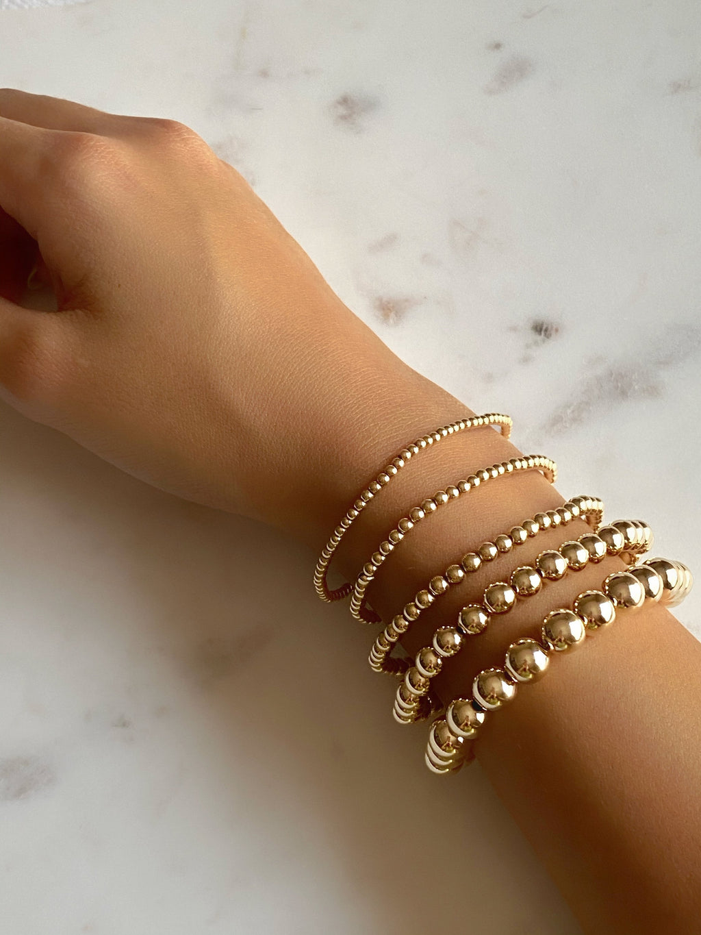 Gold Filled Ready to Wear Beaded Ball Bracelets in 3MM 4MM 5MM 6MM