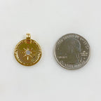 Gold Plated 8 Point Starry Coin Charm 16K Celestial Coin Pendant