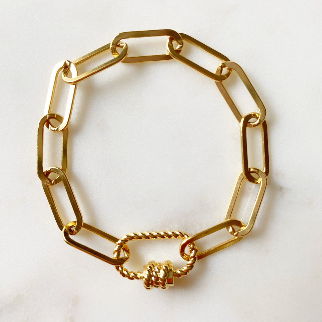 14K Gold Filled or Gold Plated Talia Twisted Clasp Link Bracelet