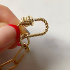14K Gold Filled or Gold Plated Talia Twisted Clasp Link Bracelet