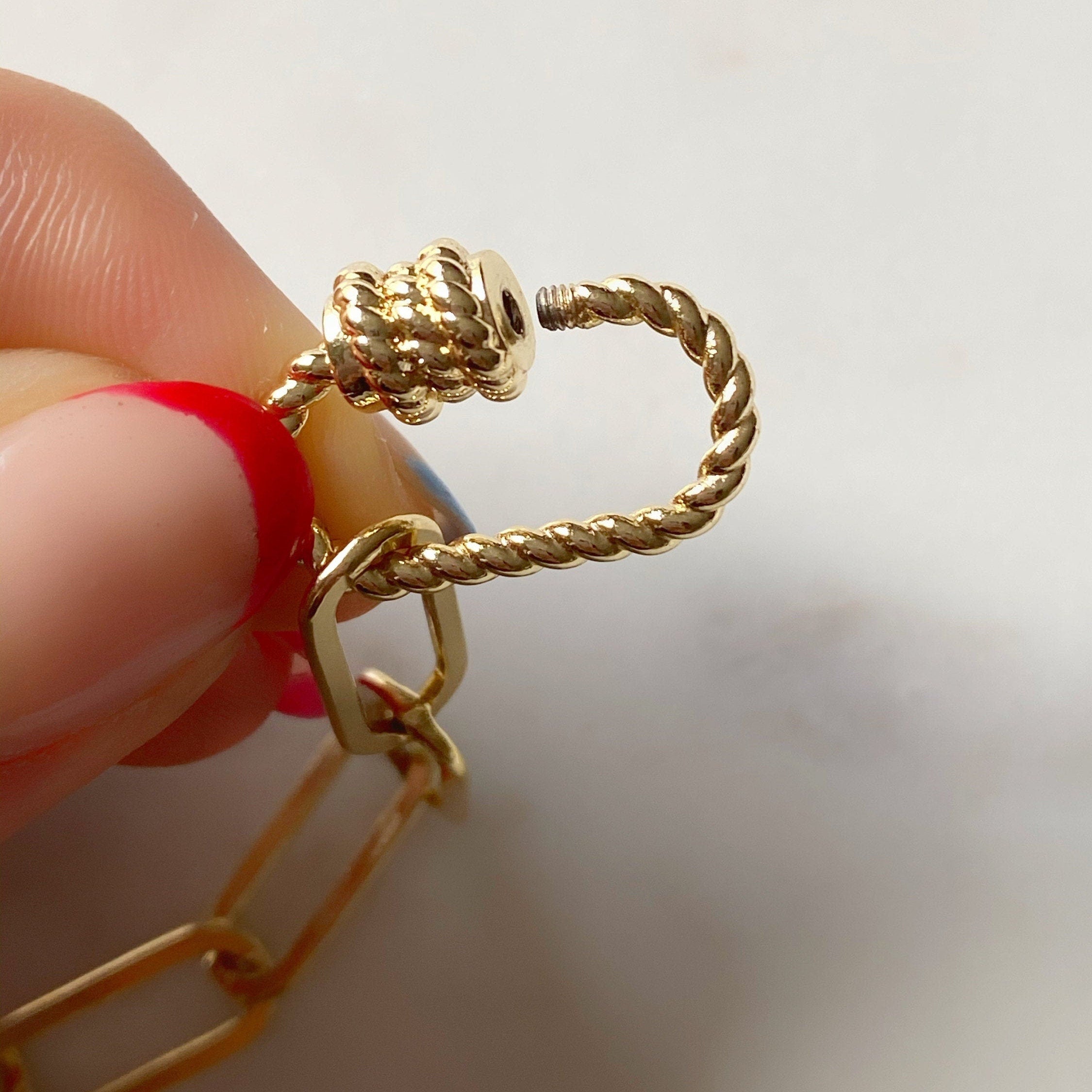 14K Gold Filled or Gold Plated Talia Twisted Clasp Link Bracelet