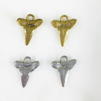 Pewter Mini Shark Tooth Antique Gold or Antique Silver Ocean (2pc)