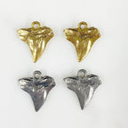 Pewter Shark Tooth Antique Gold or Antique Silver Ocean Animal (2pc)
