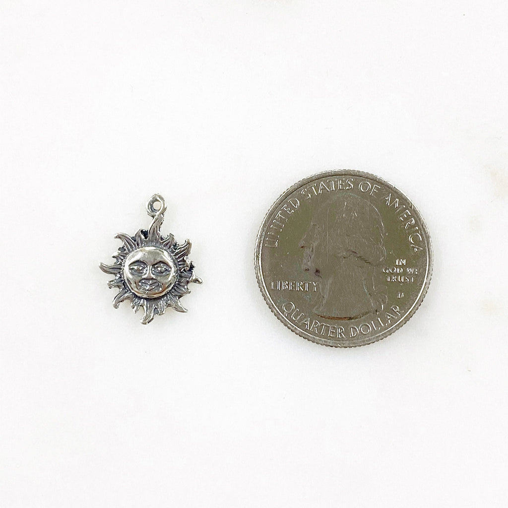Sterling Silver Smiling Sun Sunshine Large Star Celestial Summer