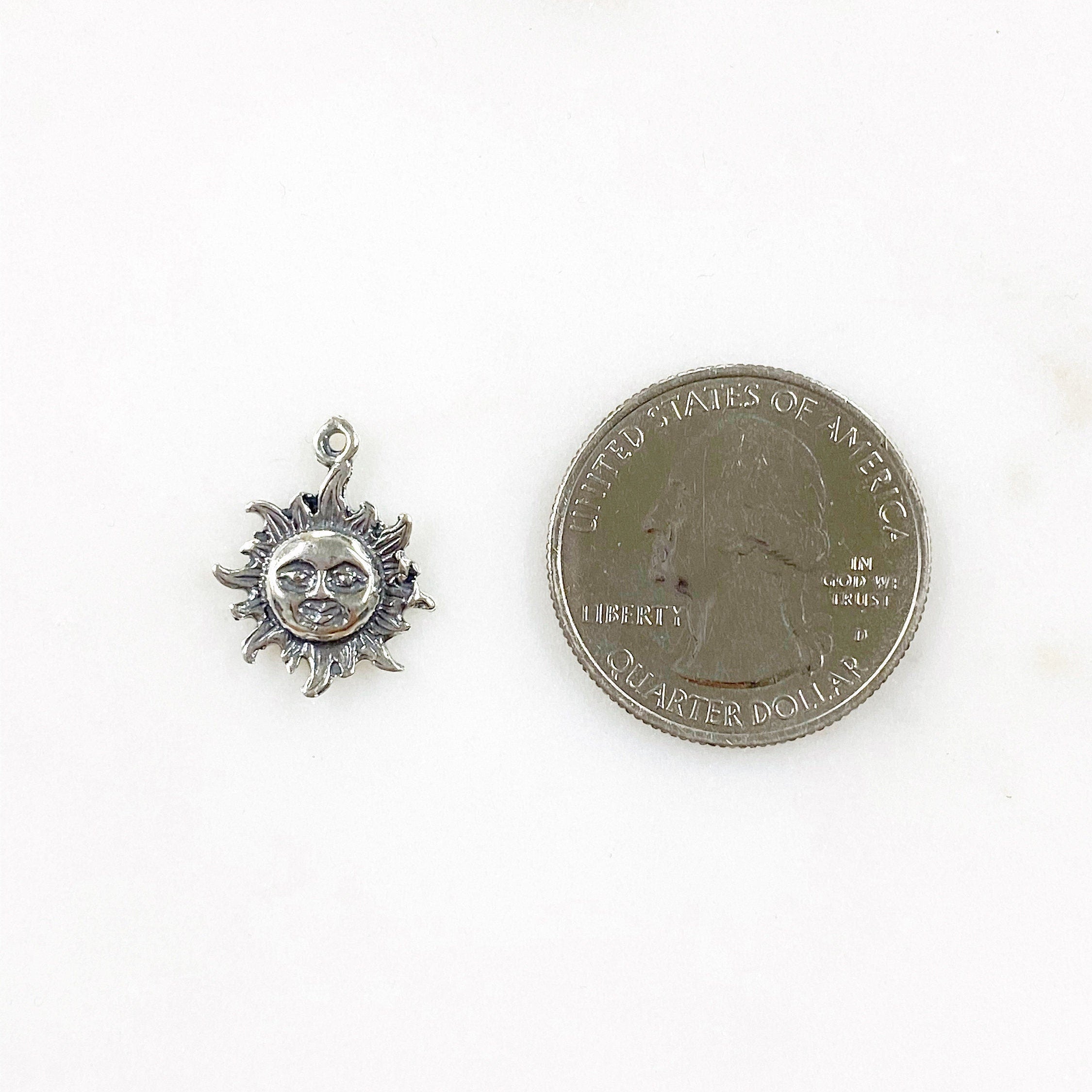 Sterling Silver Smiling Sun Sunshine Large Star Celestial Summer