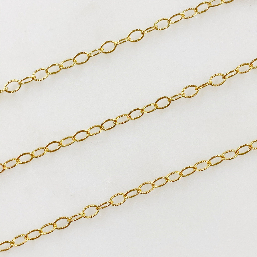 14K Gold Filled Oval Link Textured Chain – Sold by the Foot