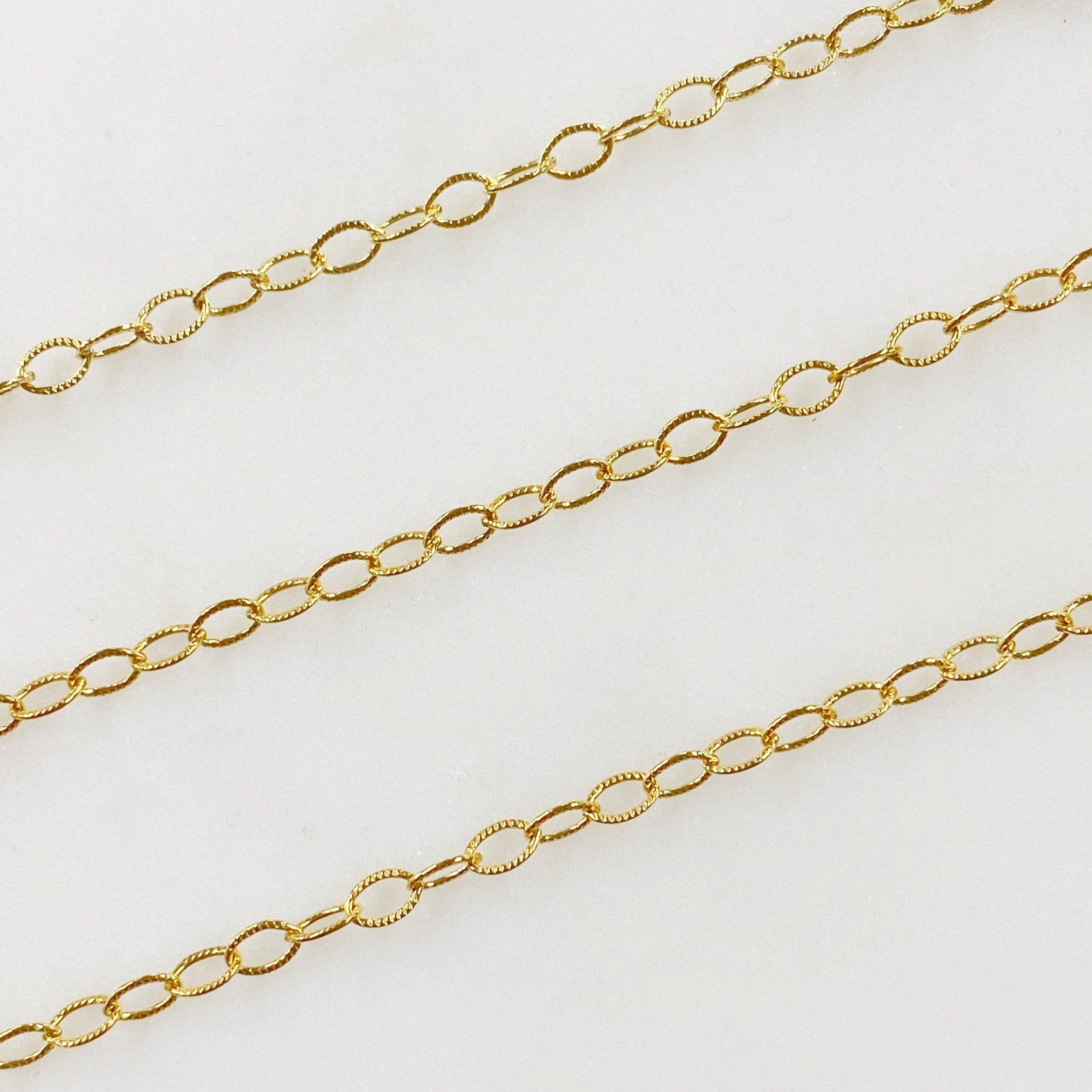 14K Gold Filled Oval Link Textured Chain – Sold by the Foot