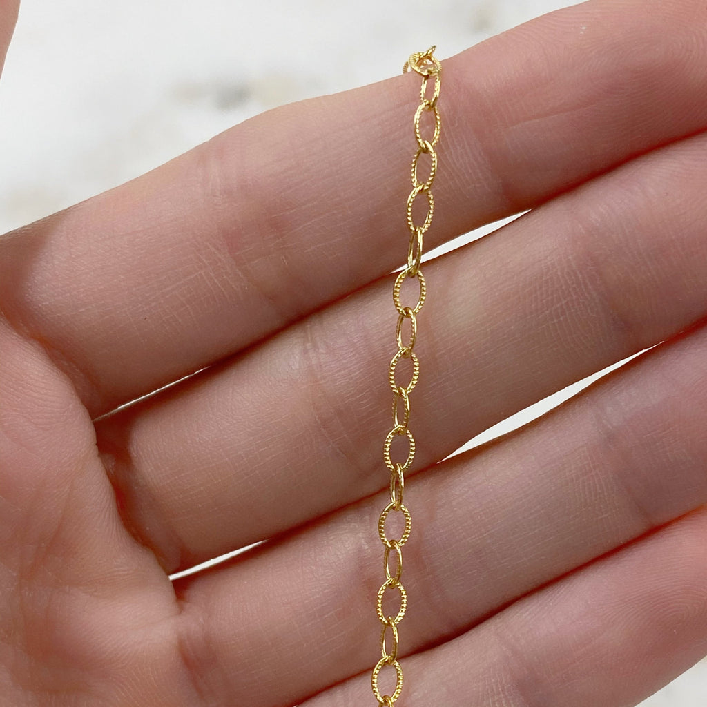 14K Gold Filled Oval Link Textured Chain – Sold by the Foot