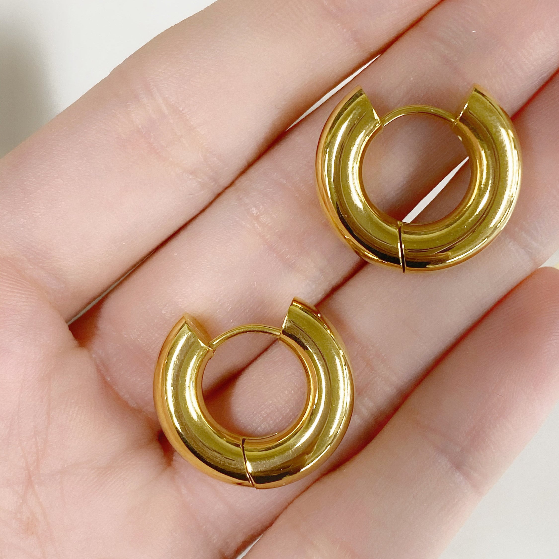 Gold Plated Extra Thick Mini Hoop Earrings Earring Sold As Pair (2pc)