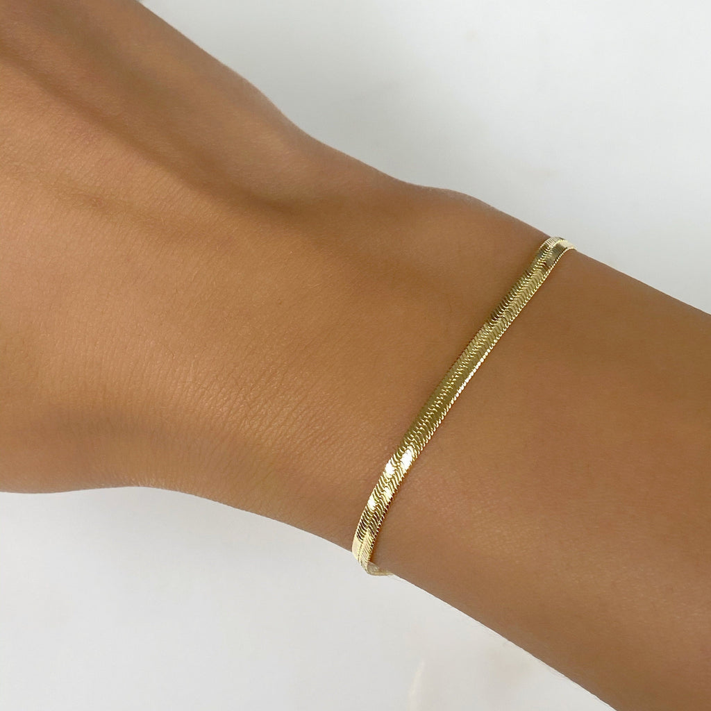 18K Gold Filled Ready to Wear 18Kt 3mm Herringbone Bracelet