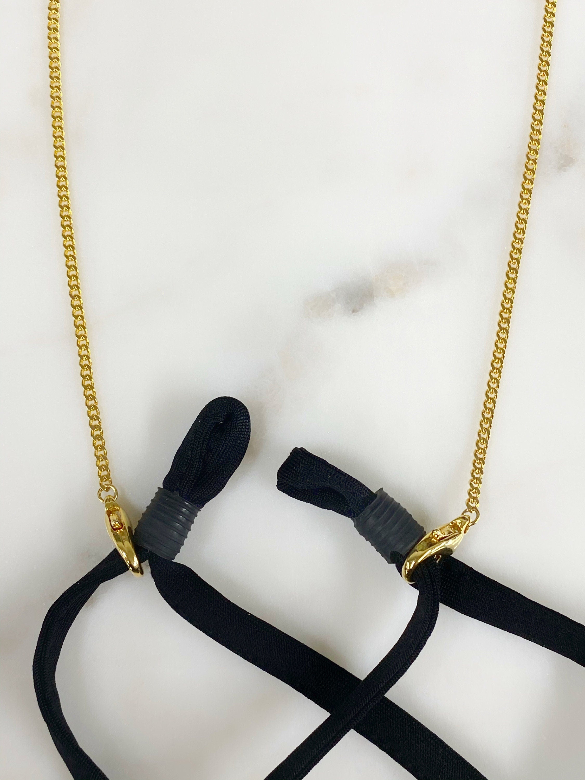 Gold Plated Face Mask Chain Dual Clasp Mask Holder Chain Face Mask