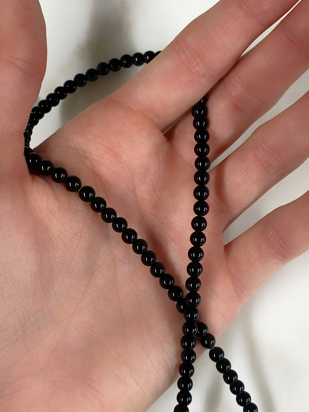Shiny Black Onyx Natural Stone Beaded 15.5in Strand 4mm
