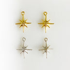Sterling Silver or Vermeil Small Tiny 8 Point Star Charm Dainty (2pc)