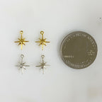Sterling Silver or Vermeil Small Tiny 8 Point Star Charm Dainty (2pc)