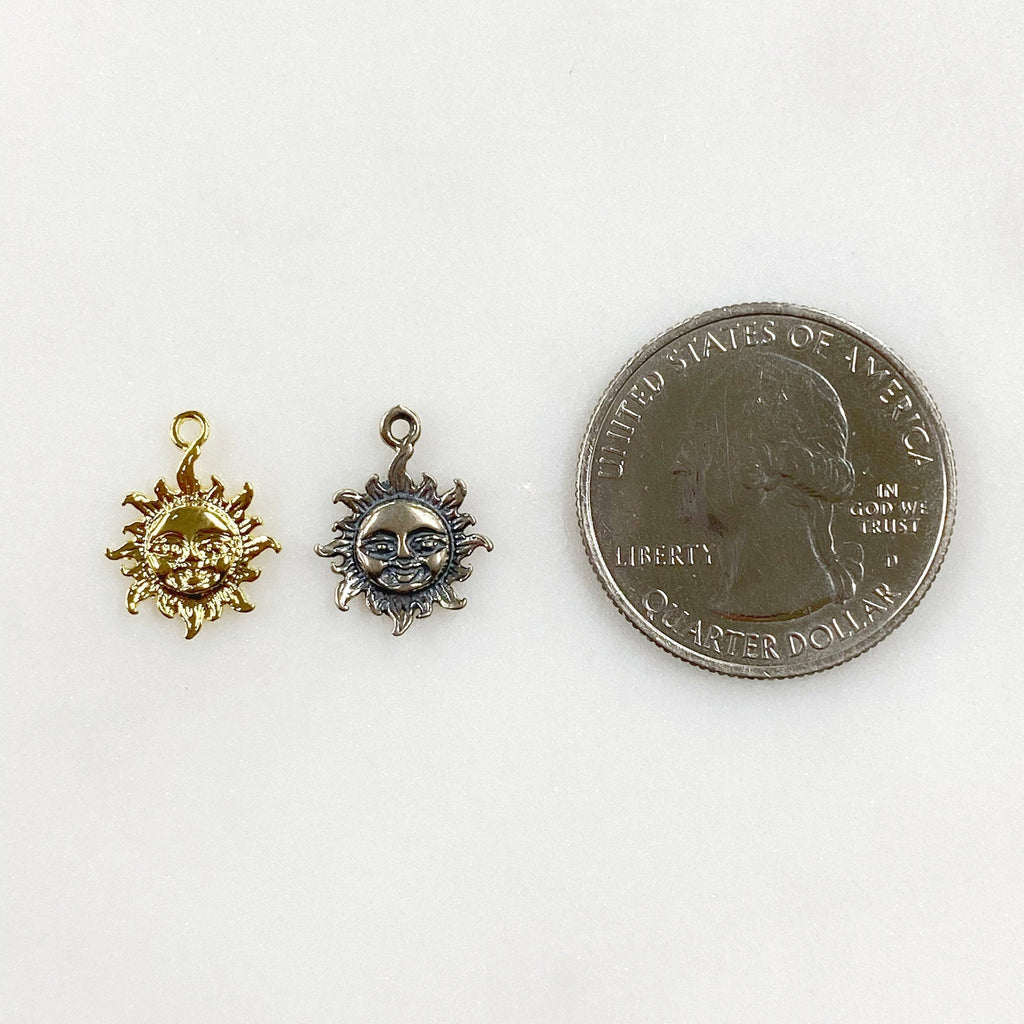 13mmx10mm Sterling Silver or Vermeil Smiling Sun Sunshine Small Star