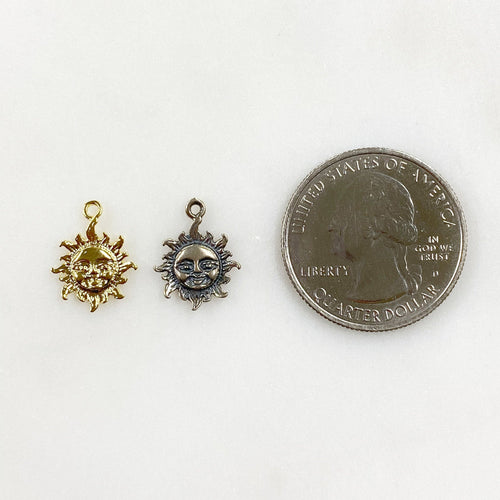 13mmx10mm Sterling Silver or Vermeil Smiling Sun Sunshine Small Star