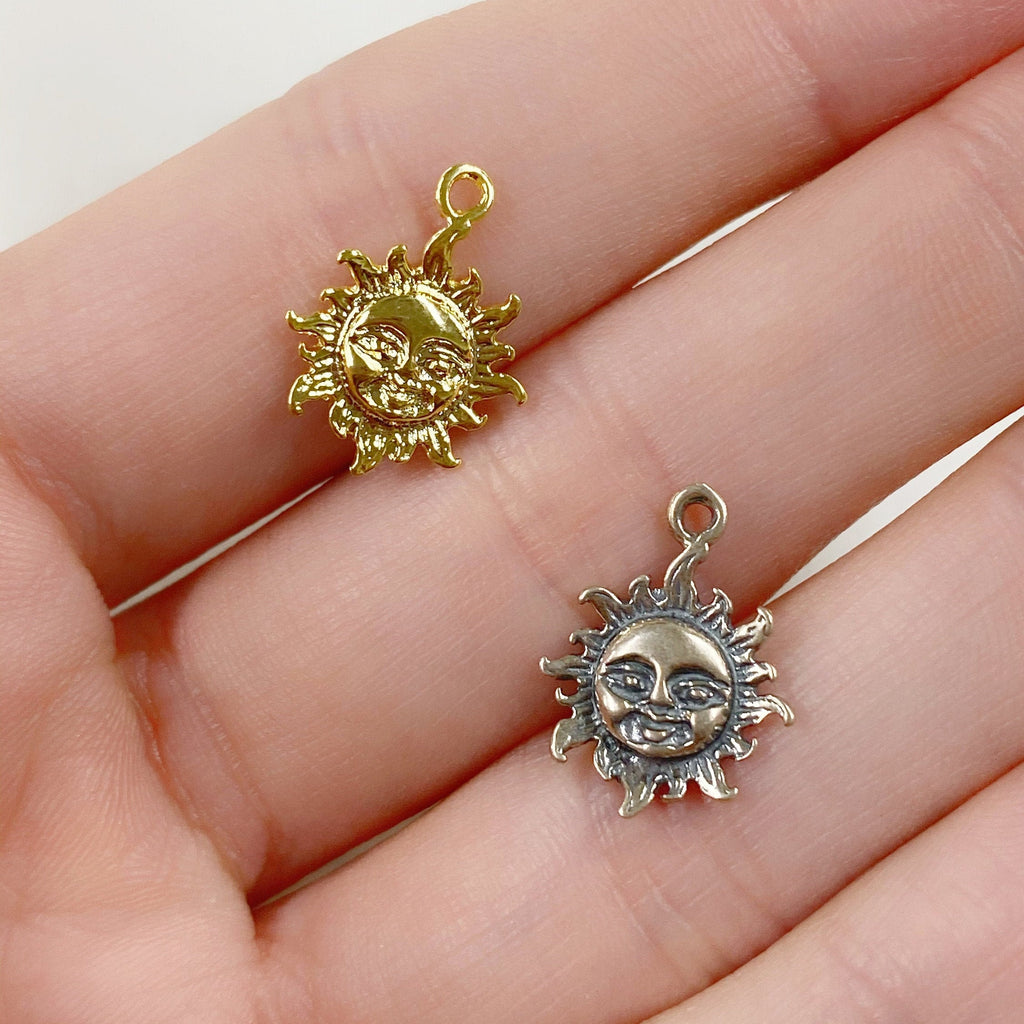 13mmx10mm Sterling Silver or Vermeil Smiling Sun Sunshine Small Star