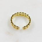 Gold Plated Adjustable Chain Link Style Ring CZ Stackable Ring