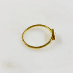 Gold Plated Evil Eye Ring White Enamel Blue Stone Thin Protection